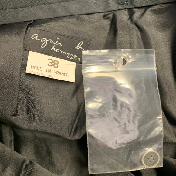 AGNÈS B. Size 28 Grey Charcoal Wool Pleated Tapered Dress Pants - Picture 3 of 3